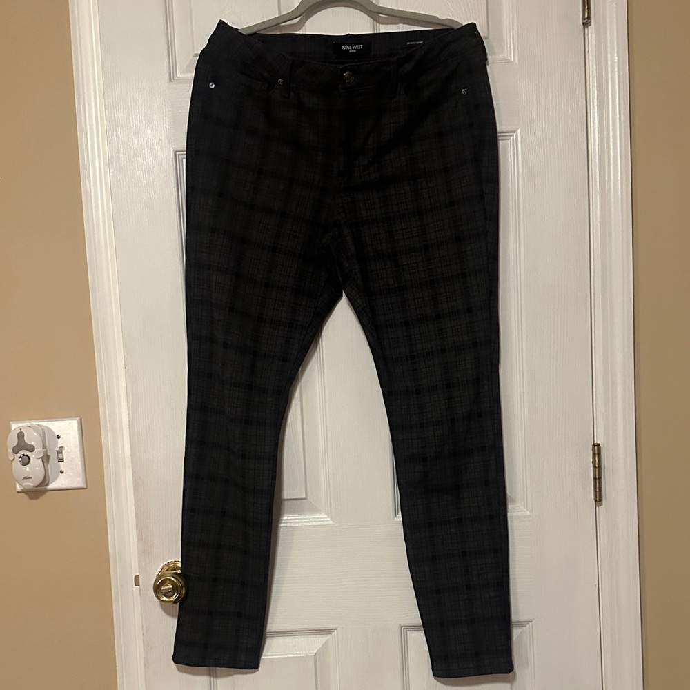 Nine West Charcoal Plaid Trousers